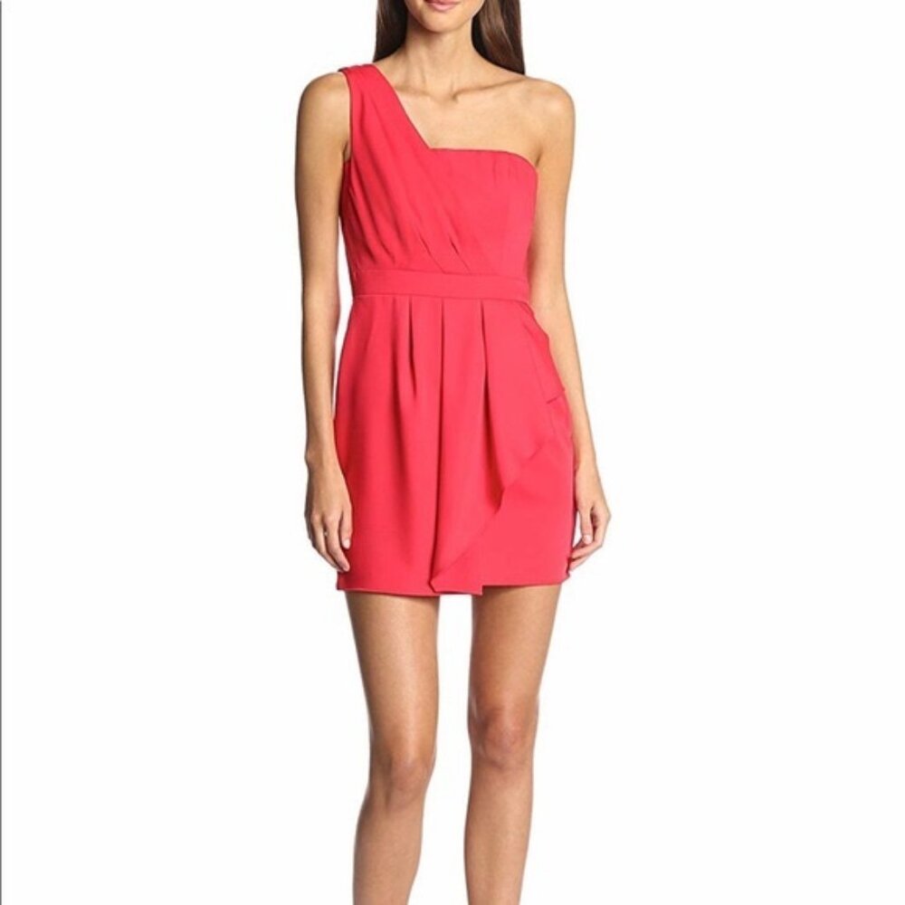 BNWT BCBG Vanessa One Shoulder Cascading Ruffle Dress 0